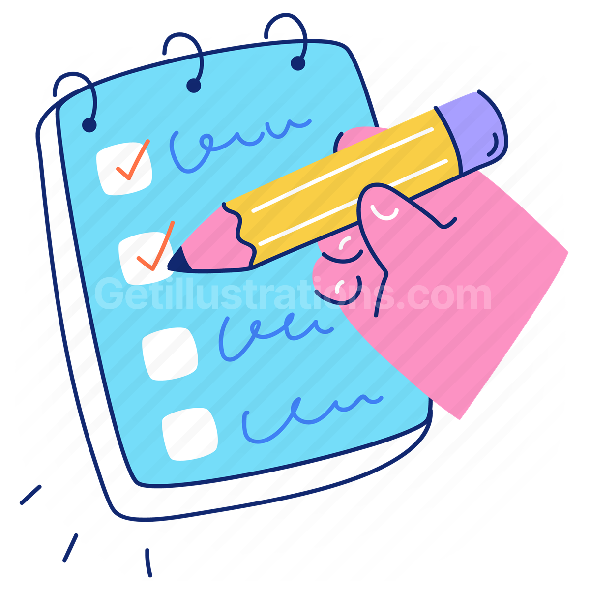 checklist, to do list, list, pencil, notebook, notepad, hand, gesture